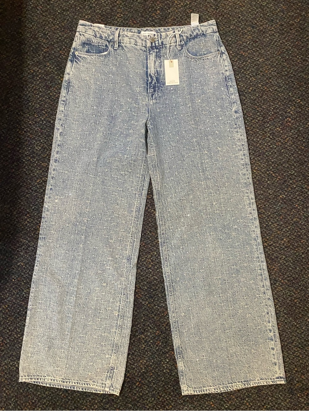 Good American Good Skate Mid Ris Wide Leg Jeans With Rhinestones Size 14 NEW - Picture 7 of 16